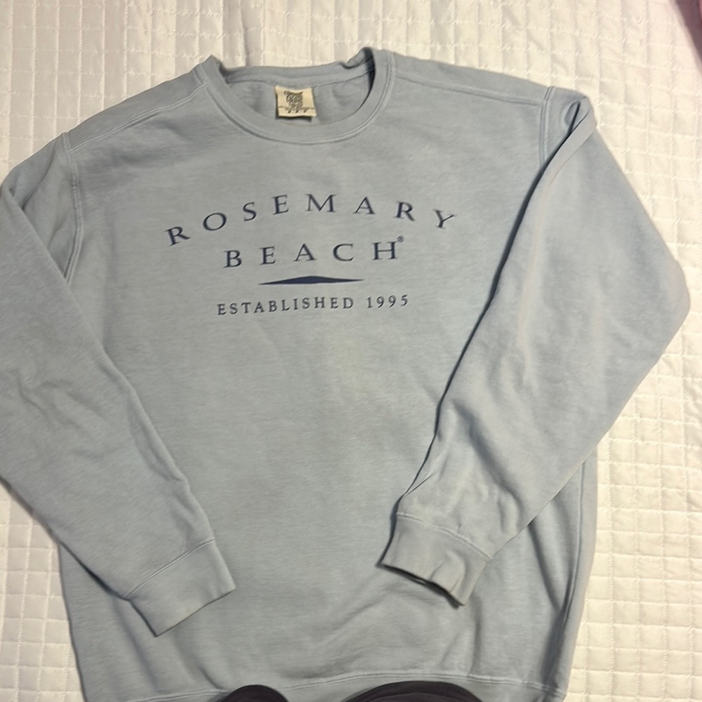 Blue Crew Neck Sweatshirt with Rosemary Beach Print
